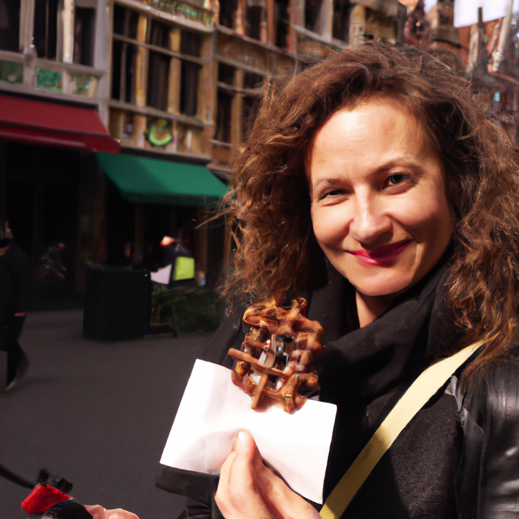 Portret van Karim, proeverijgids met Brusselse chocolade en wafels